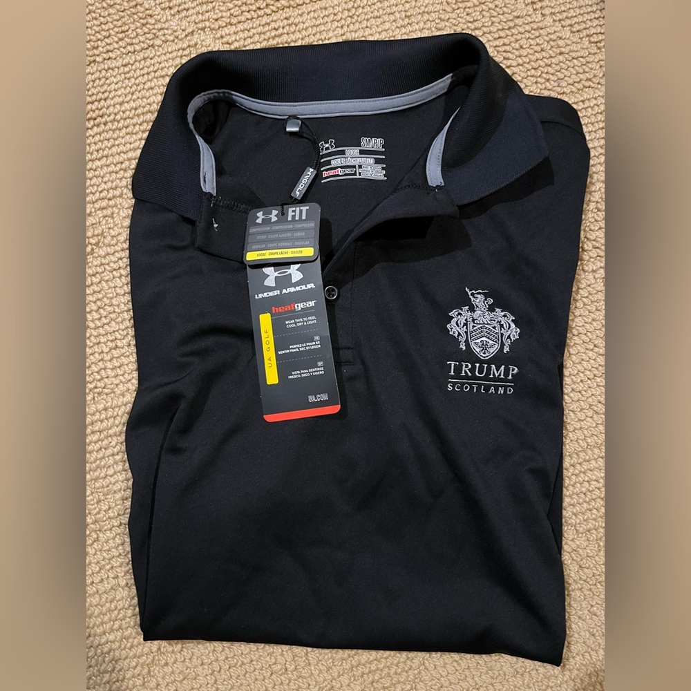 Under Armour Black Polo with Trump Scotland Embroidered Crest
